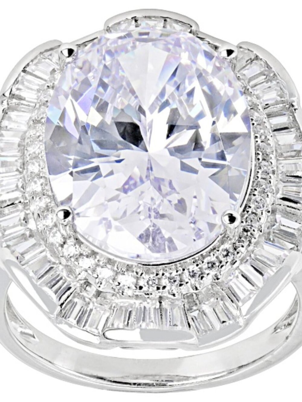 White Cubic Zirconia Platinum Over Sterling Silver Ring 16.65ctw. Size 10 NEW